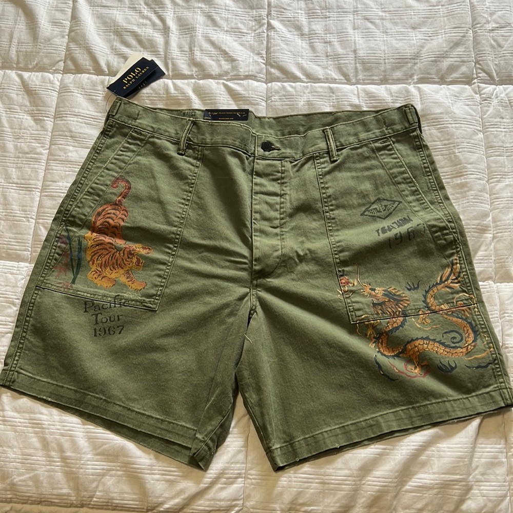NWT Ralph Lauren army green “pacific tour” shorts.